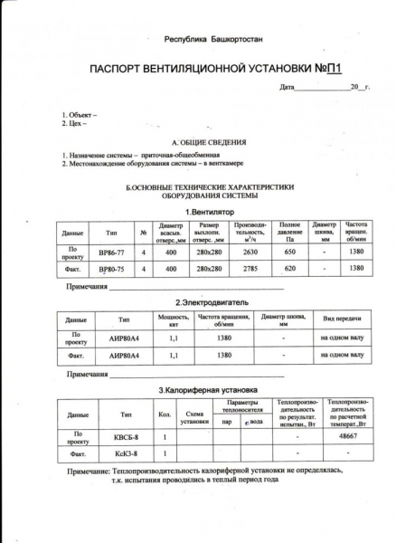 Что такое паспорт вентиляционной системы