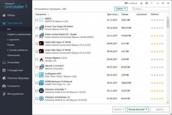 Ashampoo UnInstaller 7 для удаления ненужных программ