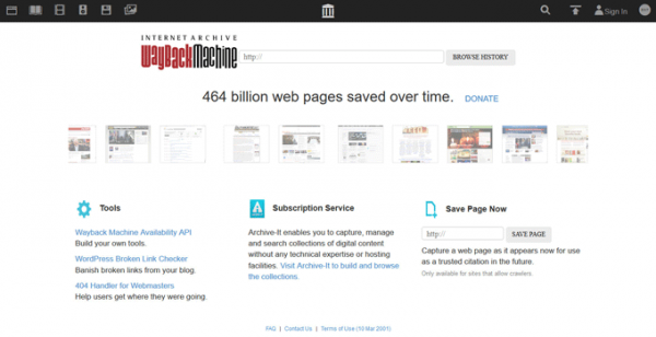 Архив интернета: сервис Wayback Machine