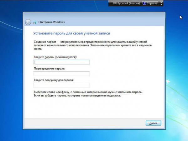 Установка Windows 7