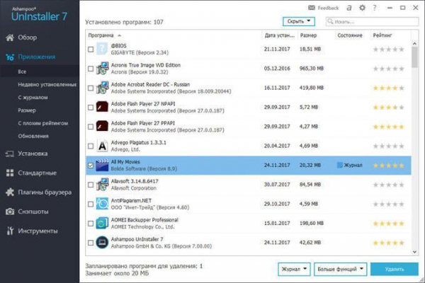 Ashampoo UnInstaller 7 для удаления ненужных программ